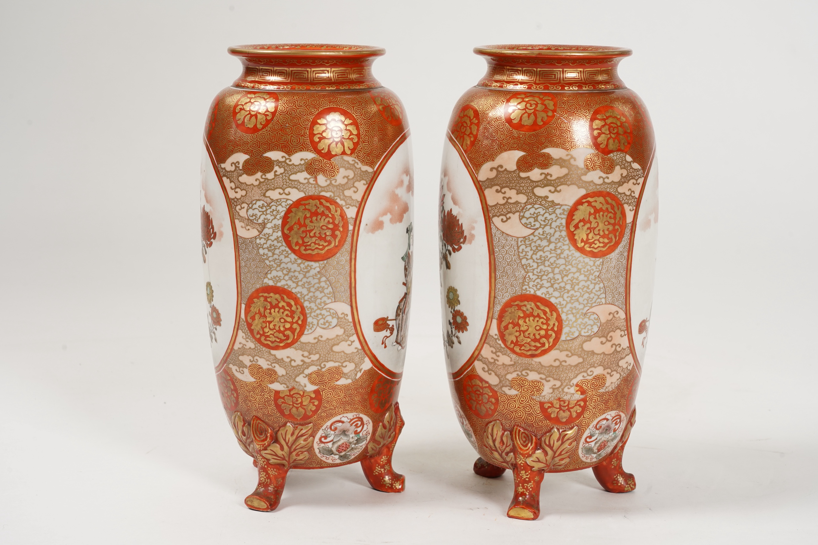 A pair of Japanese Kutani vases, Meiji period